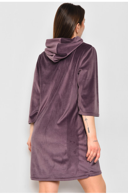 Халат жіночий напівбатальний велюровий бузкового кольору 174053L