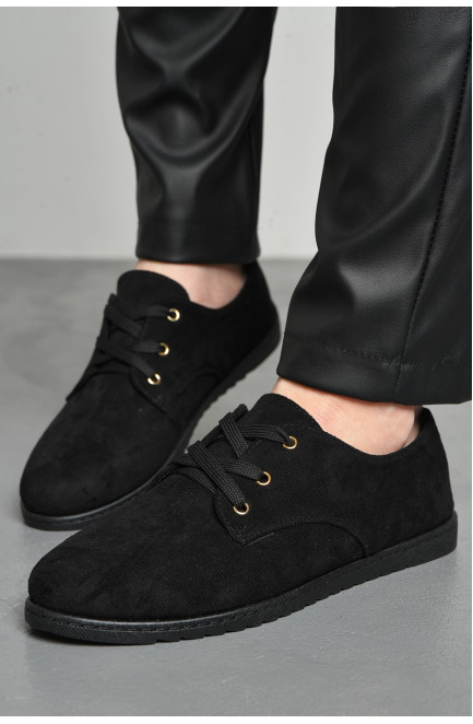 Мокасини жіночі чорного кольору на шнурівці 174113L