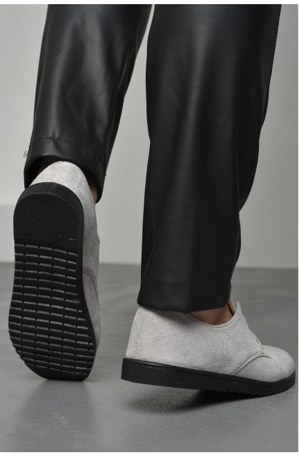 Мокасини жіночі сірого кольору на шнурівці 174118L
