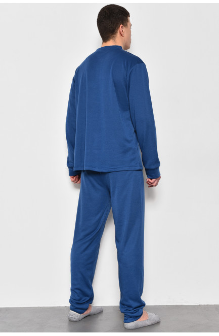 Піжама чоловіча на флісі напівбатальна синього кольору 174133L