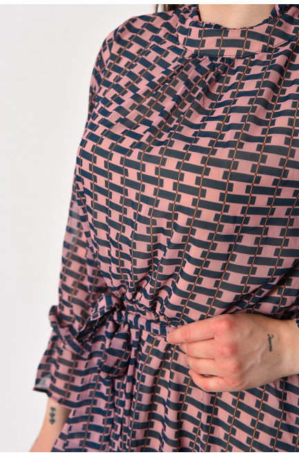 Платье женское шифоновое розового цвета с принтом 174145L