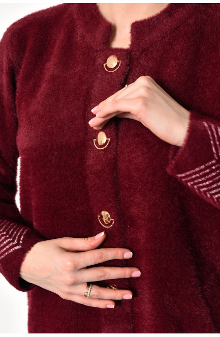 Кардиган жіночий альпака бордового кольору 174213L