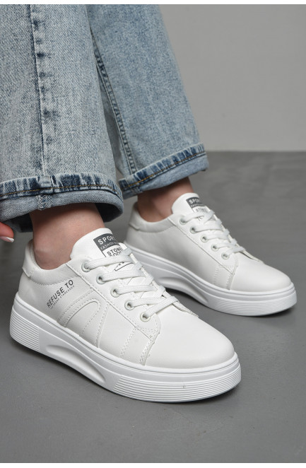 Кросівки жіночі білого кольору на шнурівці 174251L