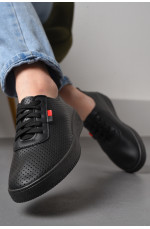 Мокасини жіночі чорного кольору на шнурівці 174287L