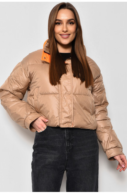 Куртка жіноча демісезонна темно-бежевого кольору 174331L
