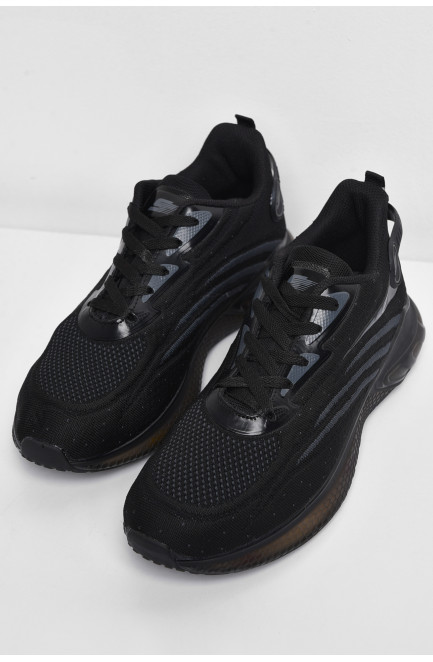 Кросівки чоловічі чорного кольору на шнурівці 174378L