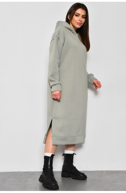 Сукня-худі жіноча напівбатальна на флісі сірого кольору 174390L