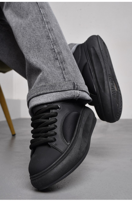 Кросівки жіночі чорного кольору на шнурівці 174397L