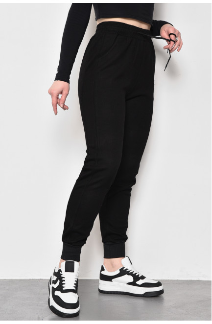 Спортивые штаны женские трикотажные черного цвета 174462L