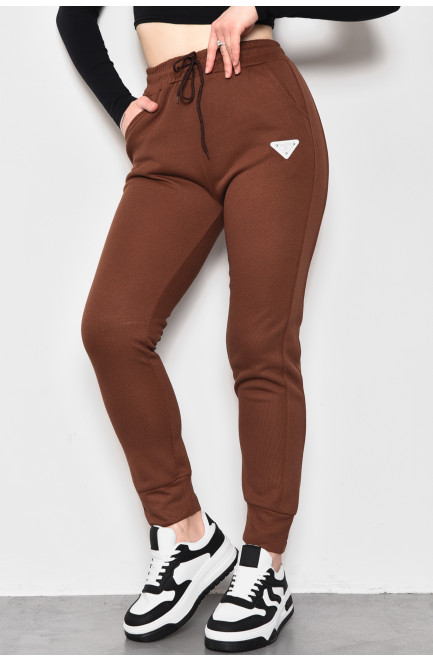 Спортивні штани жіночі трикотажні коричневого кольору 174465L