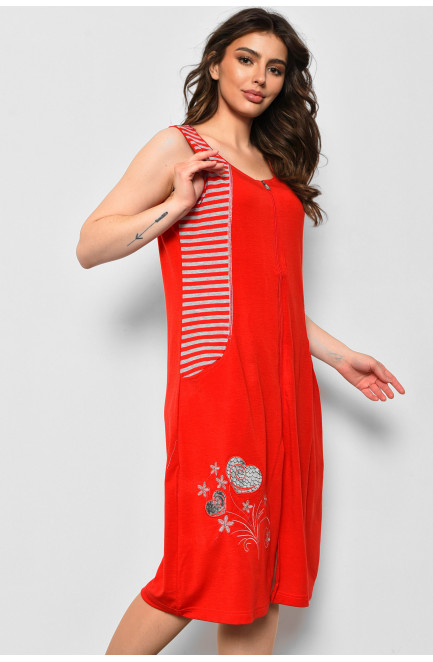 Халат жіночий напівбатальний літній червоного кольору 174467L