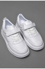 Кросівки дитячі білого кольору на ліпучці та шнурівці 174487L