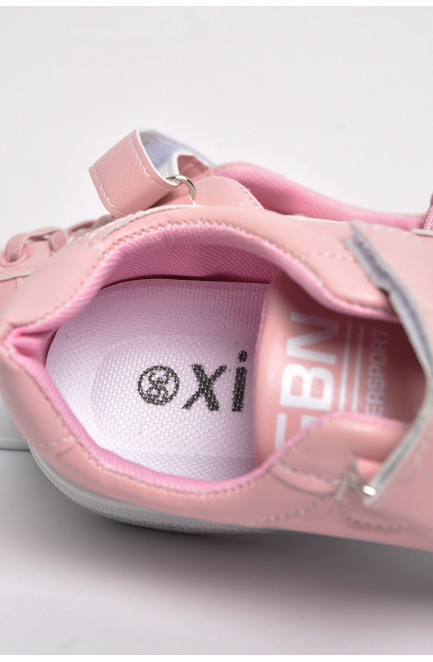 Кроссовки детские розового цвета на липучке и шнуровке 174501L