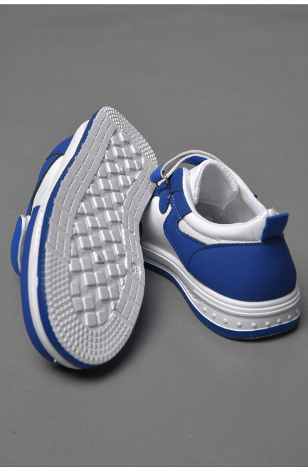 Кроссовки детские бело-синего цвета на липучке и шнуровке 174503L