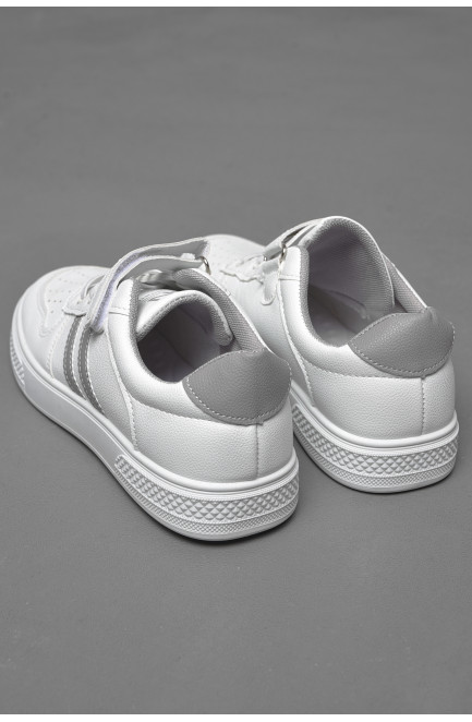 Кроссовки детские белого цвета на липучке и шнуровке 174504L