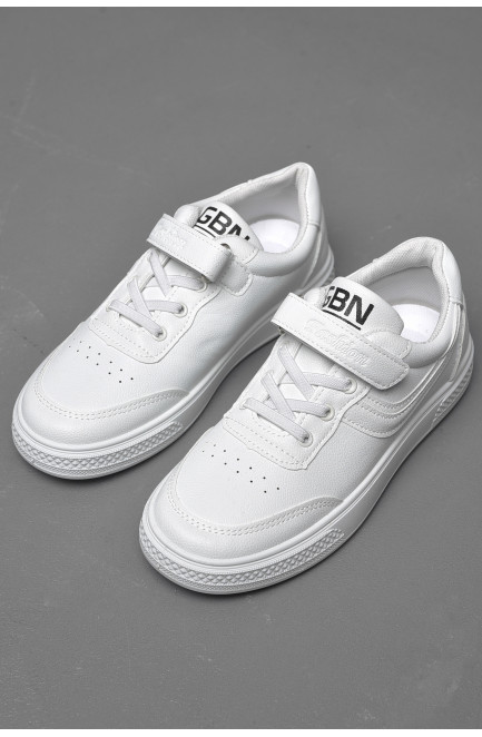Кросівки дитячі білого кольору на ліпучці та шнурівці 174507L