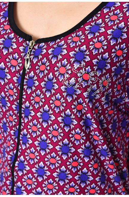 Халат жіночий напівбатальний літній бордового кольору 174520L