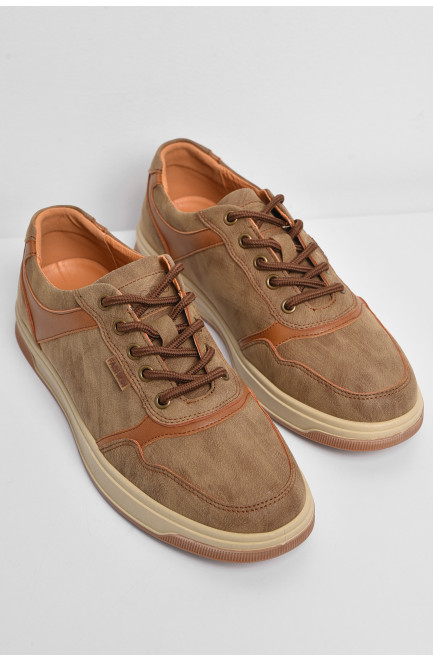 Кроссовки мужские светло-коричневого цвета на шнуровке 174543L