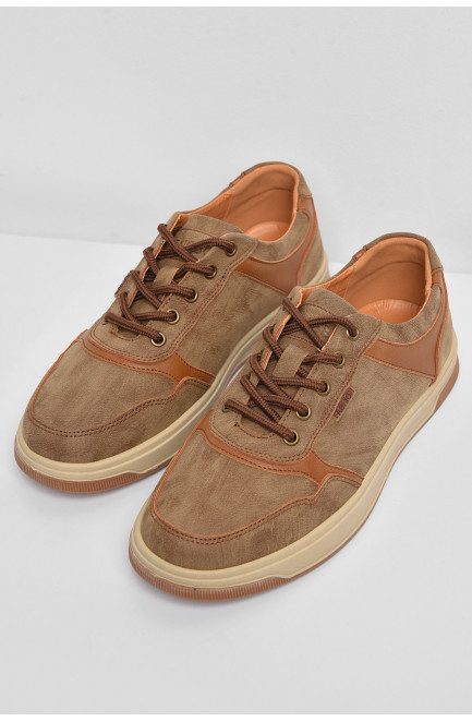 Кросівки чоловічі світло-коричневого кольору на шнурівці 174543L