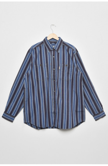 Рубашка мужская батальная синего цвета в полоску 174773L