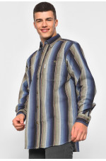 Рубашка мужская батальная синего цвета в полоску 174826L