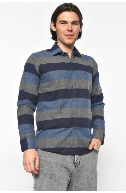 Рубашка мужская синего цвета в клеточку 174841L