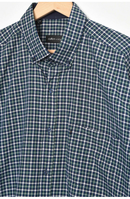 Рубашка мужская синего цвета в клеточку 174872L