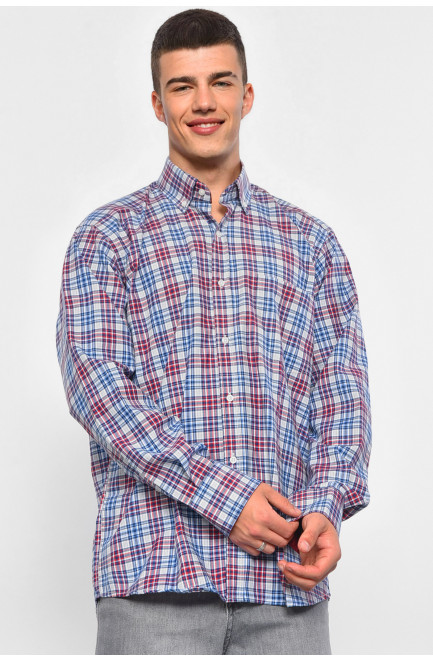 Рубашка мужская сине-красного цвета в клеточку 174873L