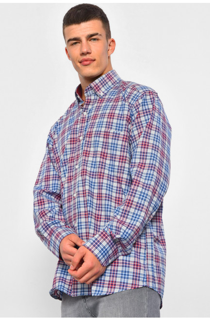 Рубашка мужская сине-красного цвета в клеточку 174873L