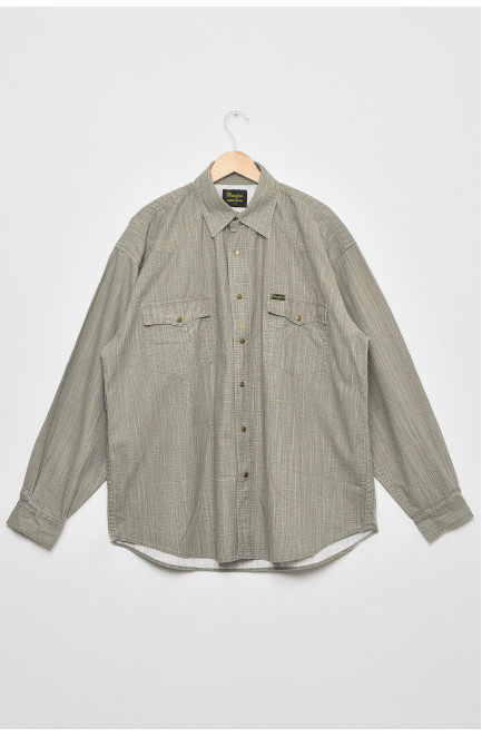 Рубашка мужская батальная однотонная светло-серого цвета 174881L