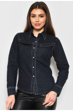 Рубашка женская джинсовая темно-синего цвета 174952L
