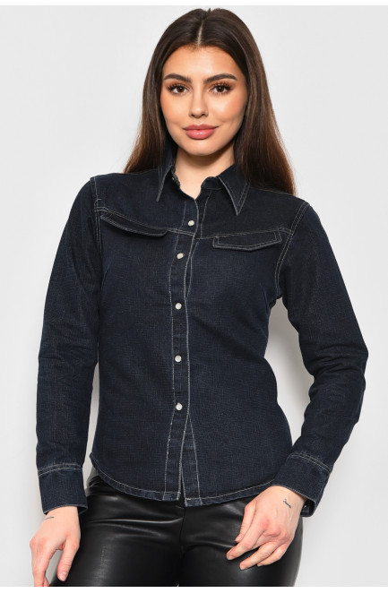 Сорочка жіноча джинсова темно-синього кольору 174952L