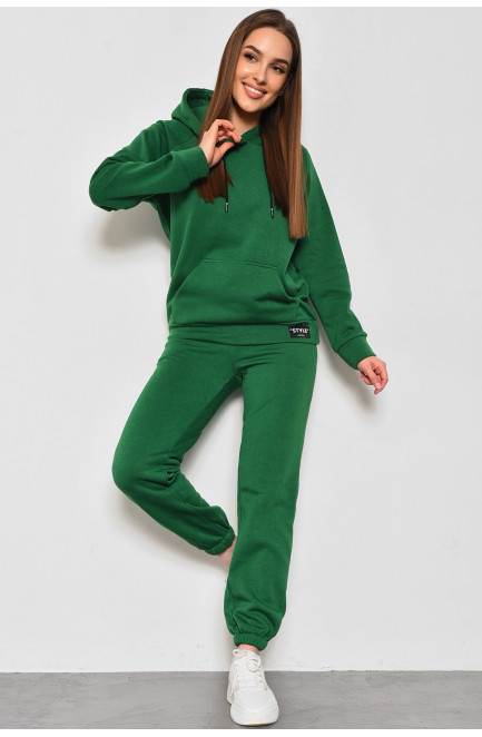 Спортивний костюм жіночий трійка на флісі  зеленого кольору 175068L