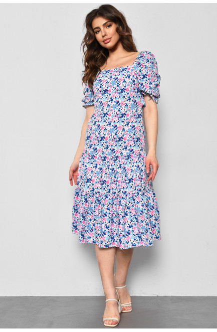 Платье женское белого цвета с цветочным принтом 175105L