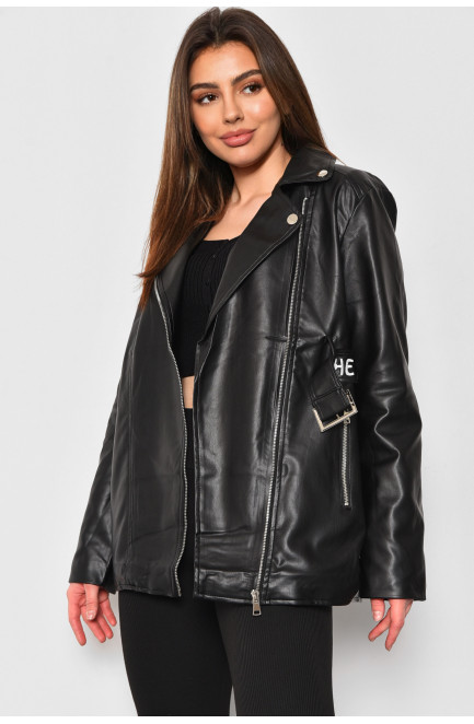 Куртка жіноча з екошкіри чорного кольору. 175183L