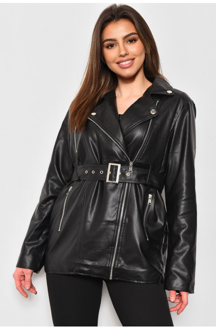 Куртка женская из экокожи черного цвета 175183L