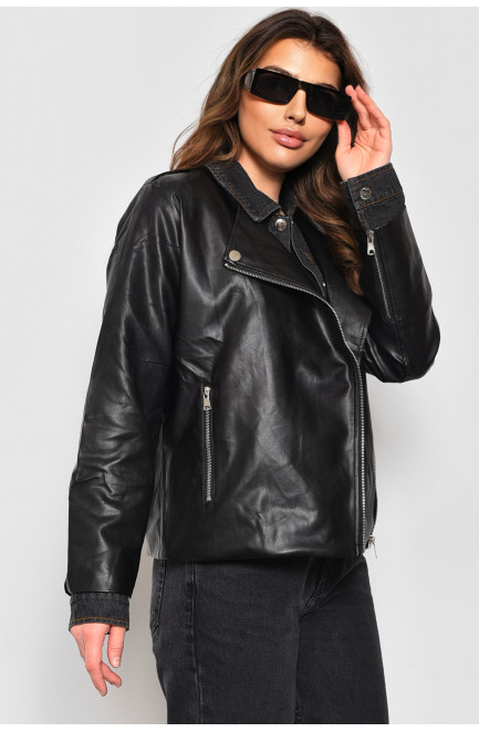Куртка жіноча з екошкіри чорного кольору. 175184L