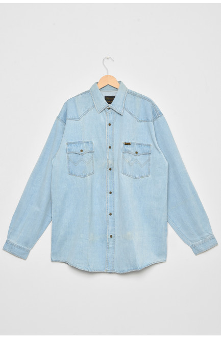Рубашка мужская батальная джинсовая светло-голубого цвета 175243L