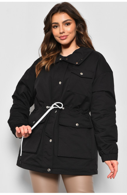 Куртка жіноча демісезонна чорного кольору 175258L