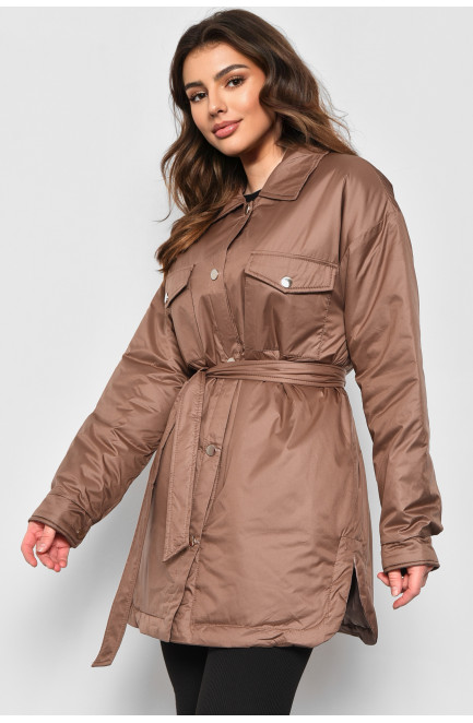 Куртка жіноча демісезонна коричневого кольору 175270L