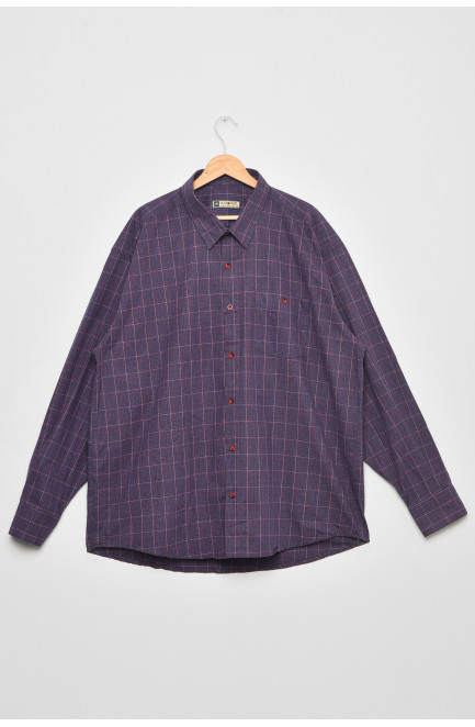 Рубашка мужская батальная фиолетового цвета в клеточку 175364L