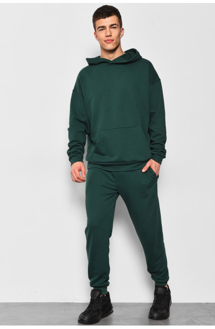 Спортивный костюм мужской темно-зеленого цвета 175702L