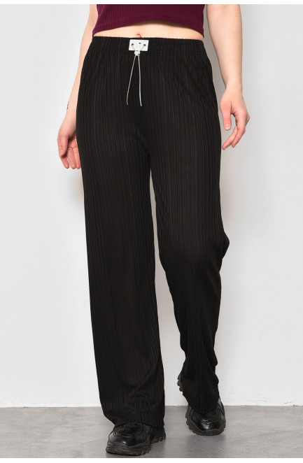 Штани жіночі розкльошені чорного кольору 175775L