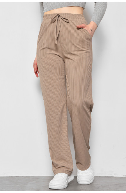 Штани жіночі розкльошені бежевого кольору 175782L