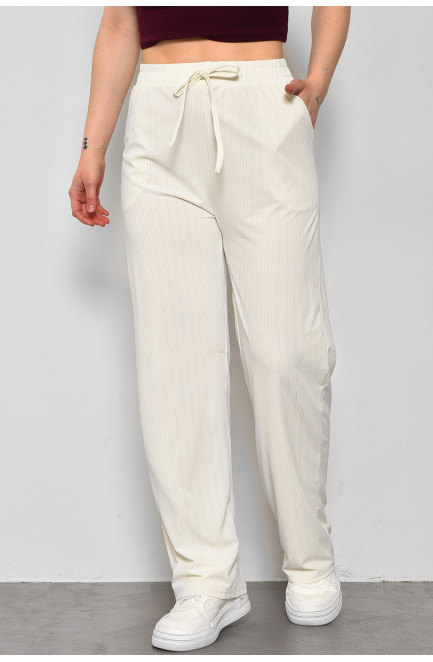 Штани жіночі розкльошені белого кольору 175791L