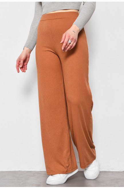 Штани жіночі розкльошені коричневого кольору 175893L