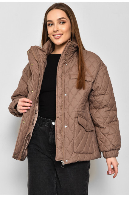 Куртка жіноча демісезонна коричневого кольору 175905L