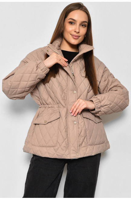 Куртка женская демисезонная темно-бежевого цвета 175907L