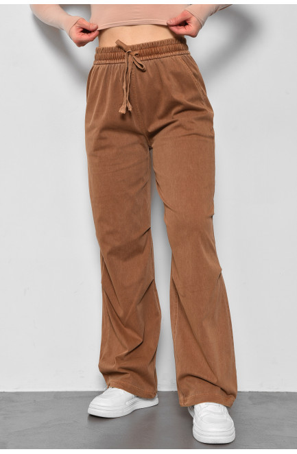 Штани жіночі напівбатальні коричневого кольору 175978L