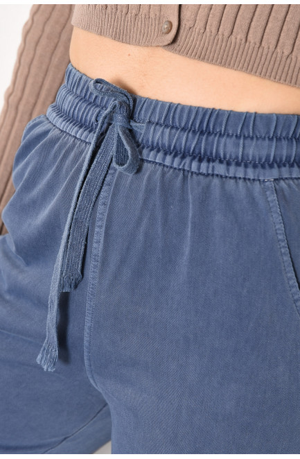 Штаны женские полубатальные синего цвета 176001L